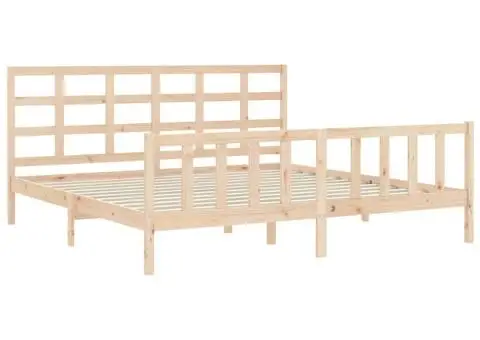 Cadru de pat fără saltea, 200x200 cm, lemn masiv pin - 5/5