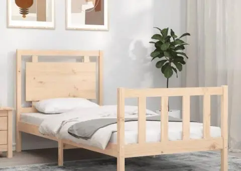 Cadru pat fără saltea, 100x200 cm, lemn masiv pin - 1/5