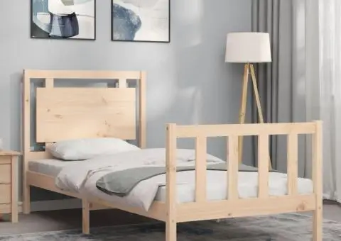 Cadru pat fără saltea, 100x200 cm, lemn masiv pin - 3/5