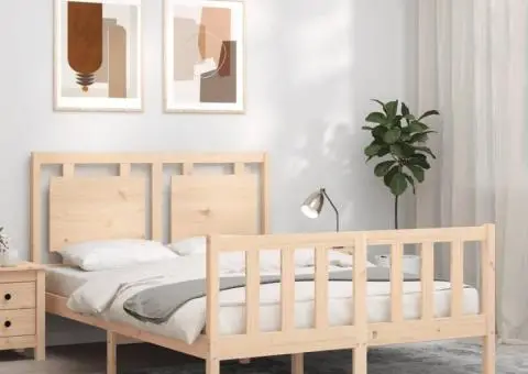 Cadru de pat fără saltea, 120x200 cm, lemn masiv pin - 1/5