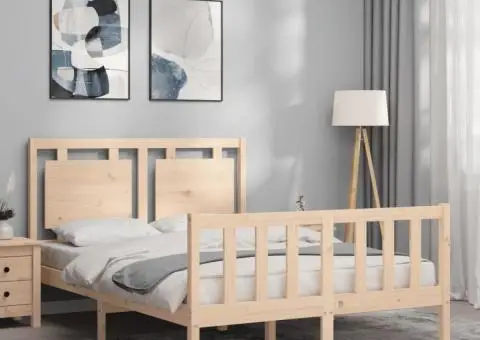 Cadru de pat fără saltea, 120x200 cm, lemn masiv pin - 3/5