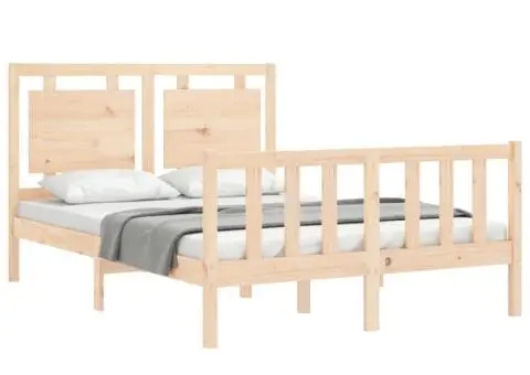 Cadru de pat fără saltea, 120x200 cm, lemn masiv pin - 4/5