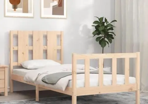 Cadru pat fără saltea, 90x190 cm, lemn masiv de pin - 1/5