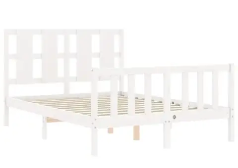 Cadru de pat fără saltea, alb, 120x200 cm, lemn masiv pin - 5/5