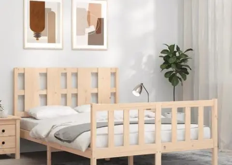 Cadru de pat fără saltea, 140x200 cm, lemn masiv pin - 1/5