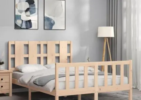 Cadru de pat fără saltea, 140x200 cm, lemn masiv pin - 3/5