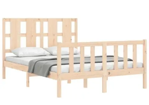 Cadru de pat fără saltea, 140x200 cm, lemn masiv pin - 4/5