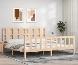 vidaXL Cadru de pat cu tăblie, 180x200 cm, lemn masiv