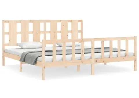 Cadru de pat cu tăblie, 180x200 cm, lemn masiv - 2/5