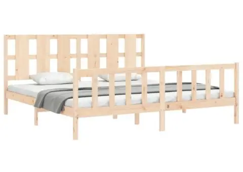 Cadru de pat cu tăblie, 180x200 cm, lemn masiv - 4/5