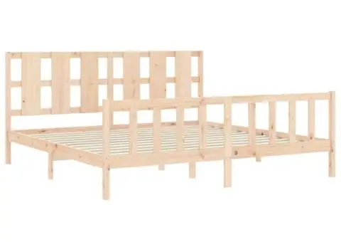 Cadru de pat cu tăblie, 180x200 cm, lemn masiv - 5/5