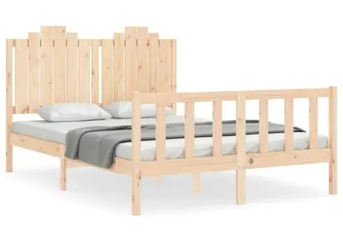 Cadru de pat cu tăblie, dublu, lemn masiv - 2/5