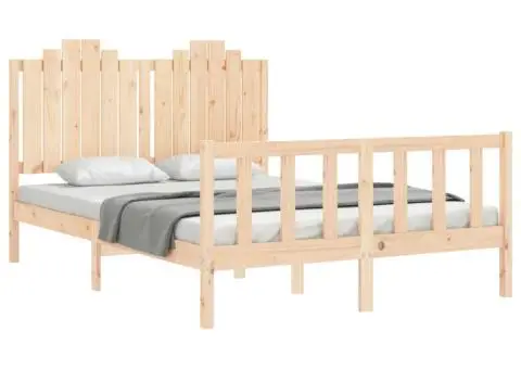 Cadru de pat cu tăblie, dublu, lemn masiv - 4/5