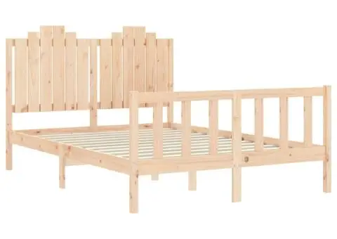 Cadru de pat cu tăblie, dublu, lemn masiv - 5/5