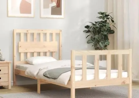 Cadru de pat fără saltea, 90x200 cm, lemn masiv pin - 1/5