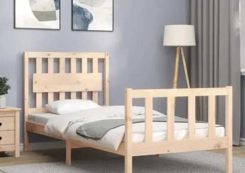 Cadru de pat fără saltea, 90x200 cm, lemn masiv pin - 4/5
