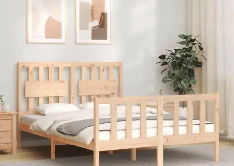 Cadru de pat fără saltea, 140x200 cm, lemn masiv pin - 1/5