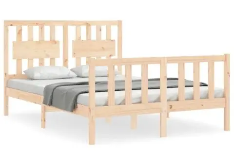 Cadru de pat fără saltea, 140x200 cm, lemn masiv pin - 2/5