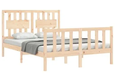 Cadru de pat fără saltea, 140x200 cm, lemn masiv pin - 3/5