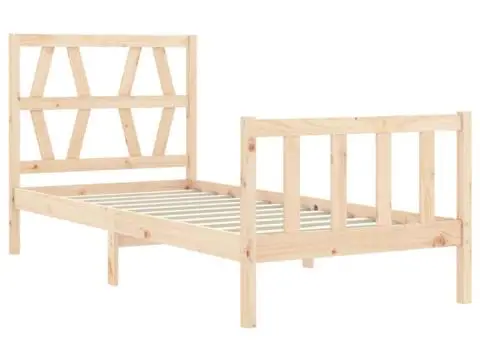 Cadru de pat cu tăblie single mic, lemn masiv - 5/5