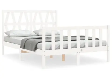 Cadru de pat fără saltea, alb, 120x200 cm, lemn masiv pin - 2/5