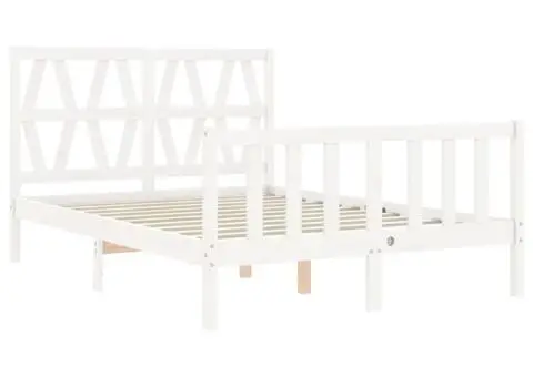 Cadru de pat fără saltea, alb, 120x200 cm, lemn masiv pin - 5/5