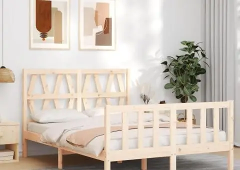 Cadru de pat fără saltea, 140x200 cm, lemn masiv pin - 1/5