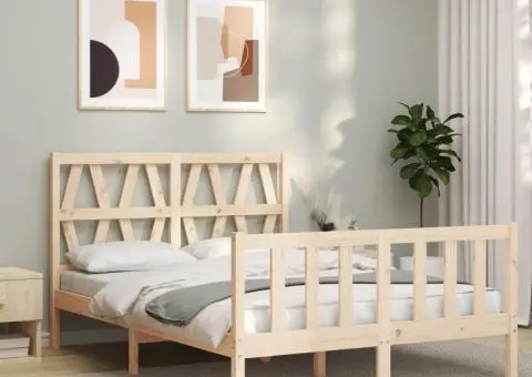 Cadru de pat fără saltea, 140x200 cm, lemn masiv pin - 3/5