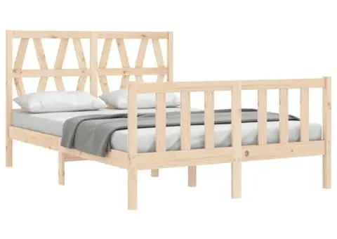 Cadru de pat fără saltea, 140x200 cm, lemn masiv pin - 4/5