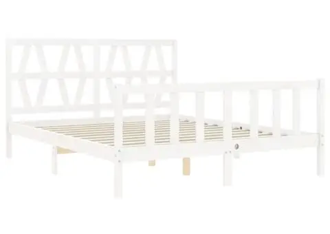 Cadru de pat fără saltea, alb, 160x200 cm, lemn masiv pin - 5/5