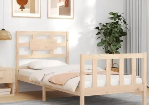 Cadru de pat cu tăblie single, lemn masiv - 4/5