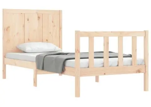 Cadru de pat fără saltea, 90x200 cm, lemn masiv pin - 3/5