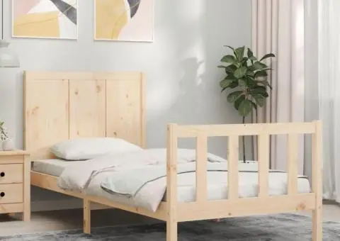 Cadru de pat fără saltea, 90x200 cm, lemn masiv pin - 4/5