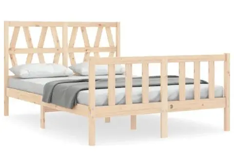 Cadru de pat cu tăblie, dublu, lemn masiv - 2/5