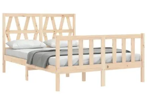 Cadru de pat cu tăblie, dublu, lemn masiv - 4/5