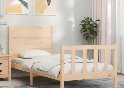 Cadru de pat fără saltea, 90x200 cm, lemn masiv pin - 1/5