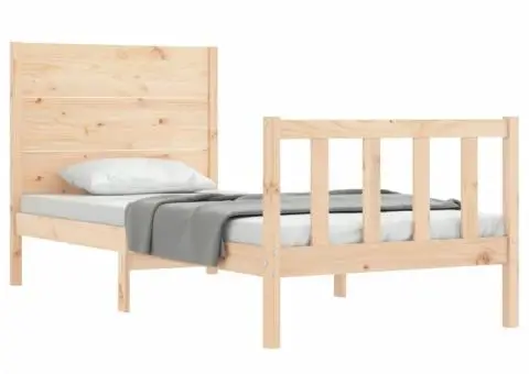 Cadru de pat fără saltea, 90x200 cm, lemn masiv pin - 4/5