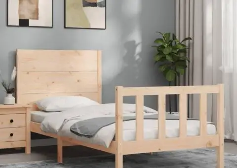 Cadru pat fără saltea, 100x200 cm, lemn masiv pin - 3/5
