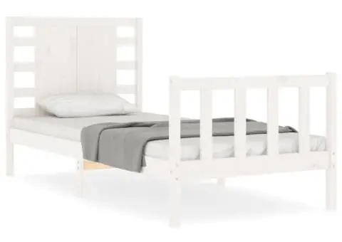 Cadru pat fără saltea, alb, 100x200 cm, lemn masiv pin - 2/5