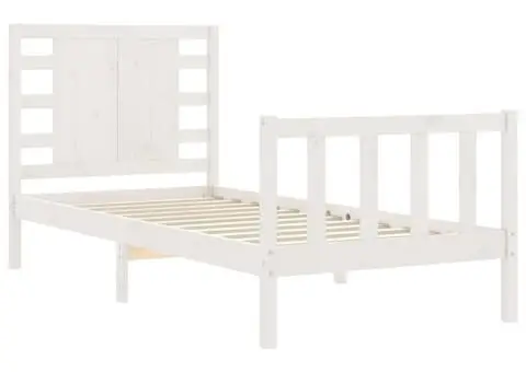 Cadru pat fără saltea, alb, 100x200 cm, lemn masiv pin - 5/5