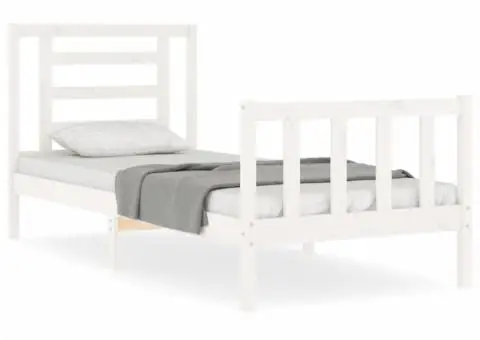 Cadru pat fără saltea, alb, 100x200 cm, lemn masiv pin - 2/5