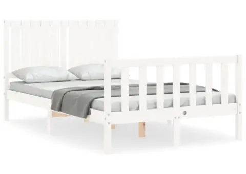 Cadru de pat fără saltea, alb, 120x200 cm, lemn masiv pin - 2/5