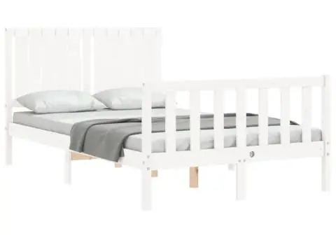 Cadru de pat fără saltea, alb, 120x200 cm, lemn masiv pin - 4/5