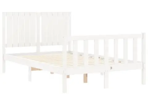 Cadru de pat fără saltea, alb, 120x200 cm, lemn masiv pin - 5/5