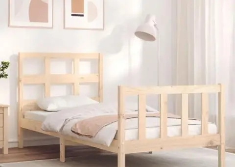 Cadru de pat fără saltea, 90x200 cm, lemn masiv pin - 1/5