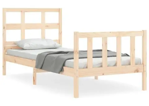 Cadru de pat fără saltea, 90x200 cm, lemn masiv pin - 2/5