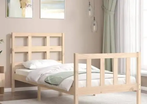 Cadru de pat fără saltea, 90x200 cm, lemn masiv pin - 3/5