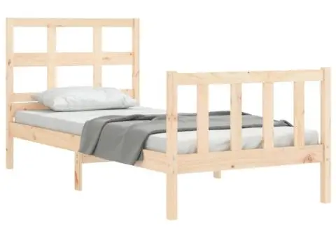 Cadru de pat fără saltea, 90x200 cm, lemn masiv pin - 4/5