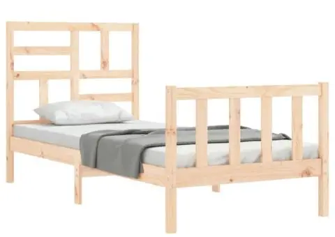 Cadru de pat cu tăblie single mic, lemn masiv - 4/5