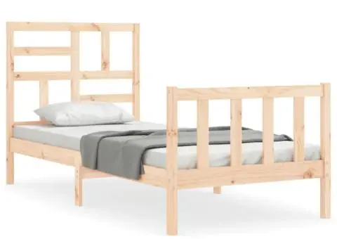 Cadru de pat cu tăblie single, lemn masiv - 2/5